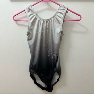 Leotard with rhinestoning gray/black/white Ballet Dance Gymnastic Tank Leotard
